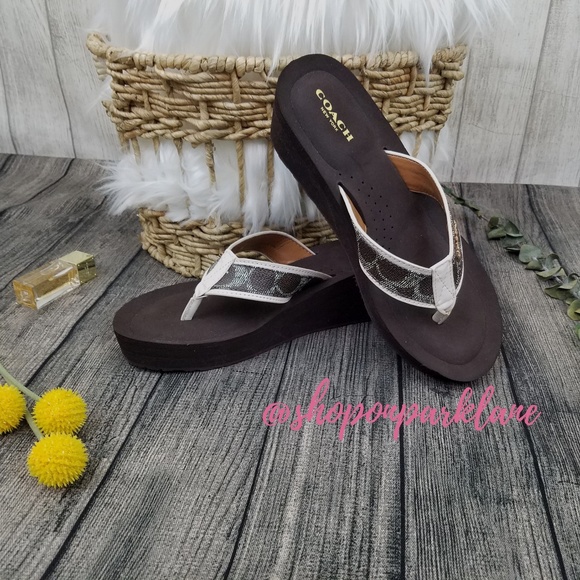 SOLD!! Coach Jolene Wedge Signature Sandals - Picture 2 of 6